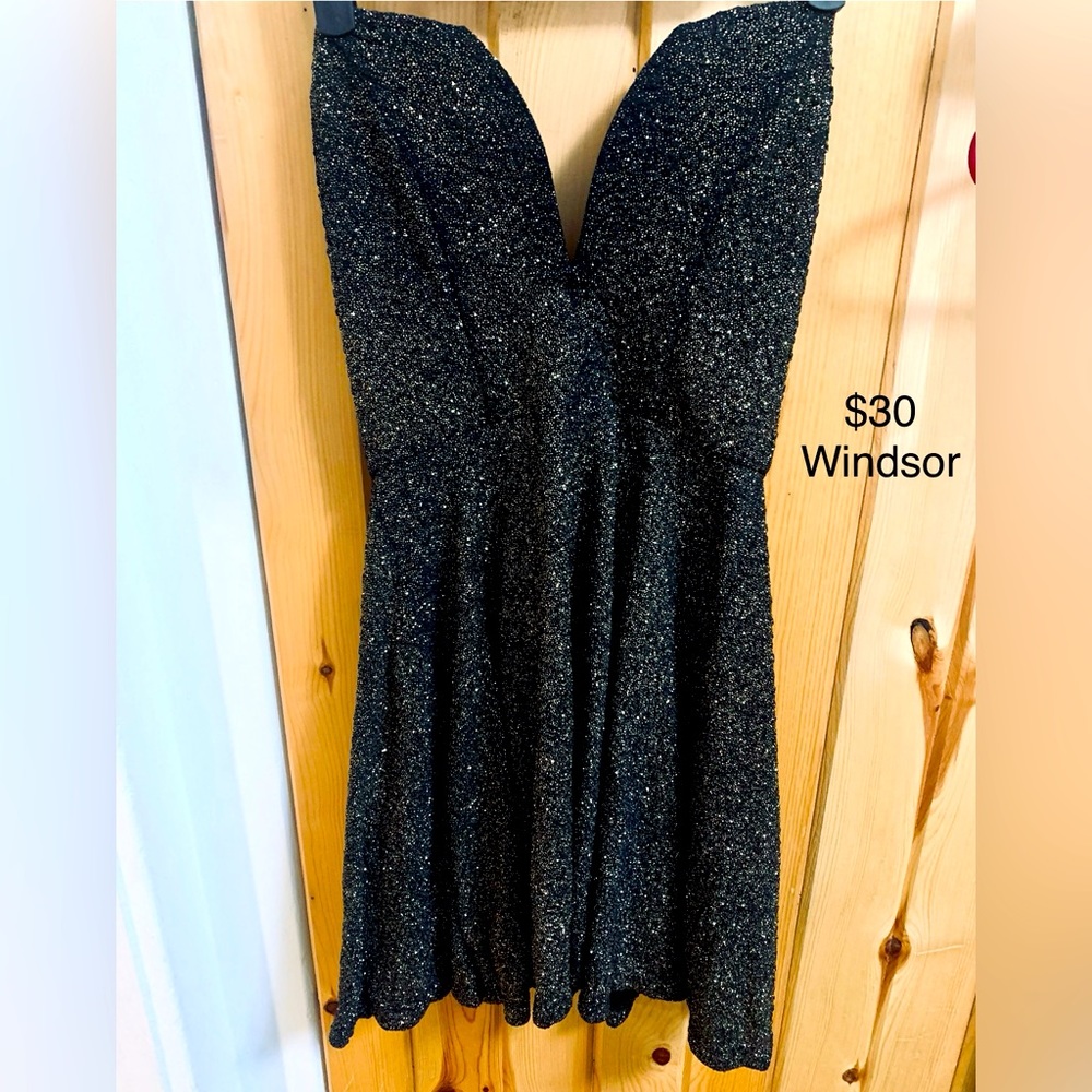 Windsor Black & Gold Glitter, Short, Formal Dress